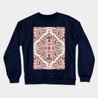 Modern Folk in Coral Red and Indigo Crewneck Sweatshirt